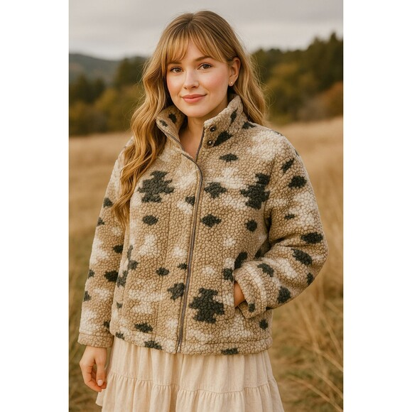 Thread + Supply Sherpa Fluffy Fleece Aztec Jacket Womens Sz XL Boho Southwest - Picture 7 of 14